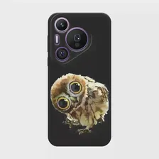 Матовый силиконовый чехол на Huawei Pura 70 Pro+ / Хуавей Пура 70 Про Плюс Любопытный совенок, черный