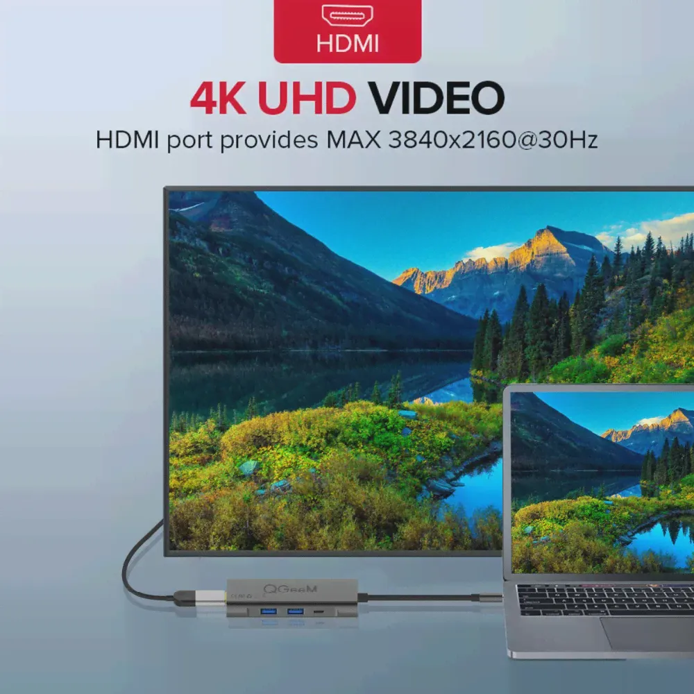 🛍 Концентратор QGeeM 7 в 1, USB-хаб Huawei P20 Mate 20 Pro, Type-C, USB-хаб с USB-C на 3,0, кардридер HDMI, адаптер Thunderbolt3 для MacBook Pro-0
