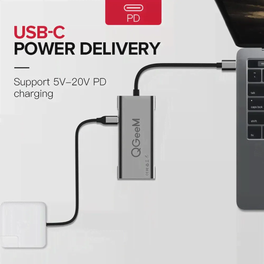 🛍 Концентратор QGeeM 7 в 1, USB-хаб Huawei P20 Mate 20 Pro, Type-C, USB-хаб с USB-C на 3,0, кардридер HDMI, адаптер Thunderbolt3 для MacBook Pro-3
